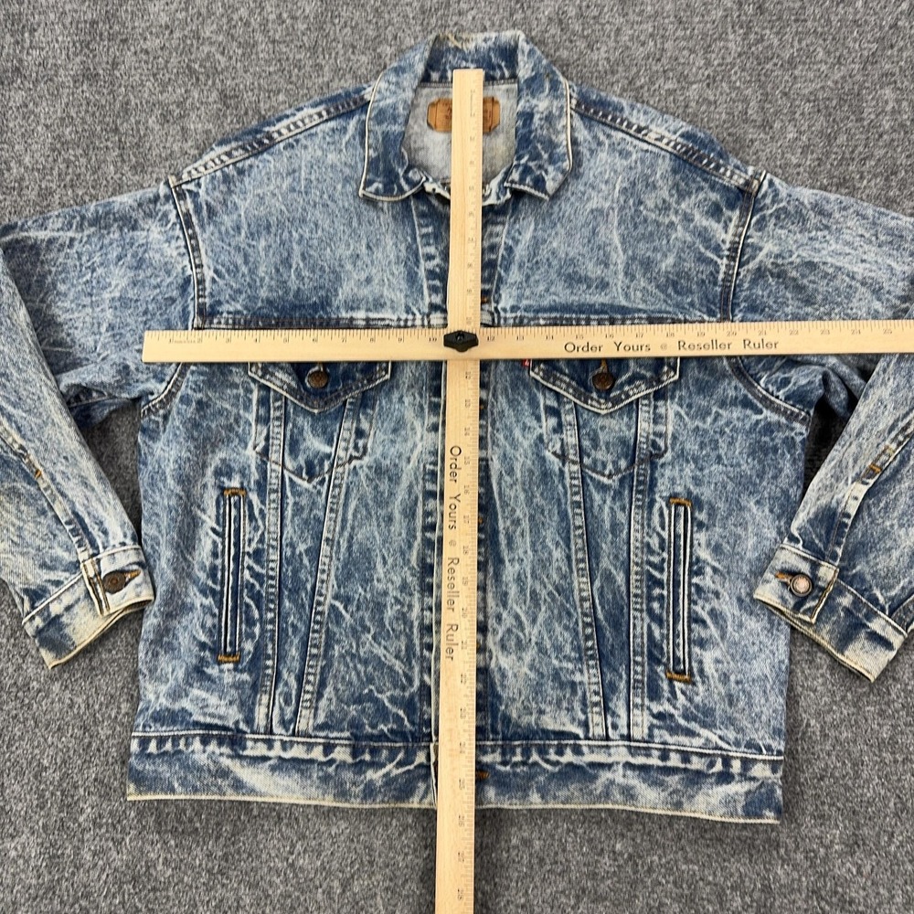 Vintage Levis Denim Bomber Jacket Mens‎ Medium Blue Acid Wash USA 70507 0219 - Picture 9 of 13